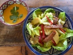 Vegetarian Chinese Chicken Salad and Ginger Carrot Soup